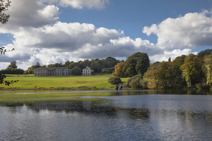 Ballyfin House and grounds across the lake