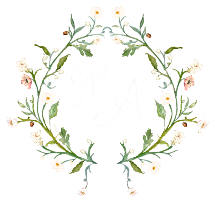 M & A monogram in a floral wreath